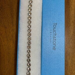 Touchstone Crystal Clear Crystal Tennis Bracelet - Silver